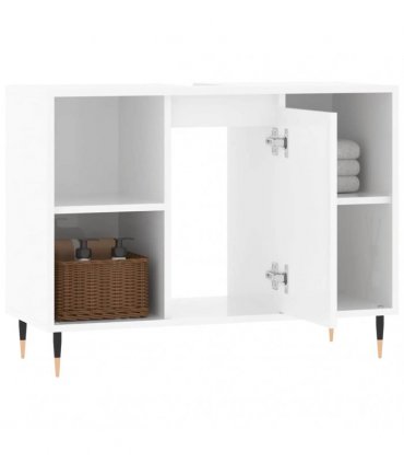 vidaXL Bathroom Cabinet High Gloss White 80x33x60 cm Engineered Wood