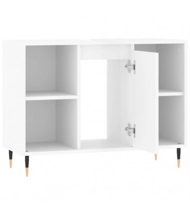vidaXL Bathroom Cabinet High Gloss White 80x33x60 cm Engineered Wood