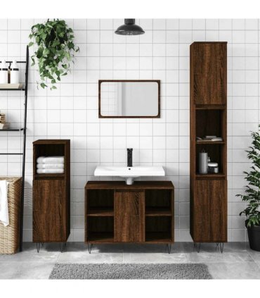 vidaXL Bathroom Cabinet Brown Oak 80x33x60 cm Engineered Wood