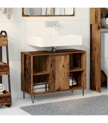 vidaXL Bathroom Cabinet Old Wood 80 x 33 x 60 cm Engineered Wood — V0672040776