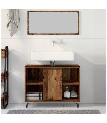 vidaXL Bathroom Cabinet Old Wood 80 x 33 x 60 cm Engineered Wood — V0672040776
