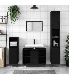 vidaXL Bathroom Cabinet Black 80x33x60 cm Engineered Wood — V0672040778