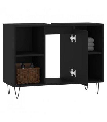 vidaXL Bathroom Cabinet Black 80x33x60 cm Engineered Wood — V0672040778