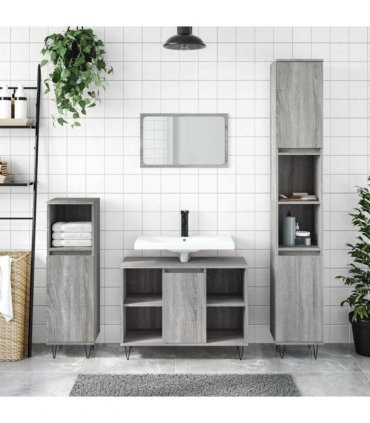 vidaXL Bathroom Cabinet Grey Sonoma 80x33x60 cm Engineered Wood — V0672040781