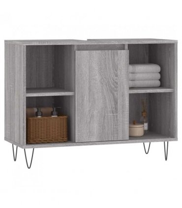 vidaXL Bathroom Cabinet Grey Sonoma 80x33x60 cm Engineered Wood — V0672040781