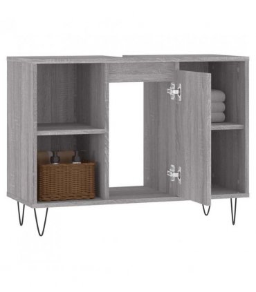 vidaXL Bathroom Cabinet Grey Sonoma 80x33x60 cm Engineered Wood — V0672040781