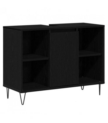 vidaXL Bathroom Cabinet Black 80 x 33 x 60 cm Engineered Wood — Colour: Black oak — V0672040782