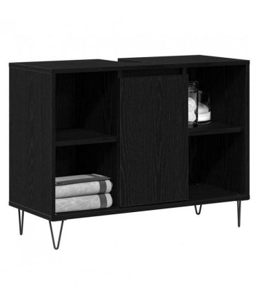 vidaXL Bathroom Cabinet Black 80 x 33 x 60 cm Engineered Wood — Colour: Black oak — V0672040782