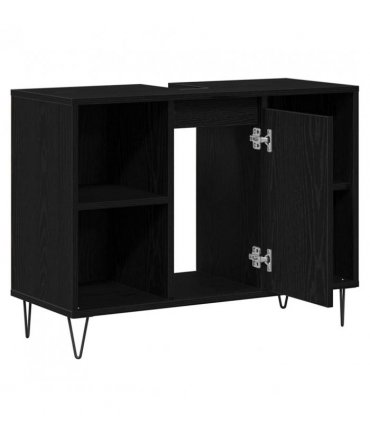 vidaXL Bathroom Cabinet Black 80 x 33 x 60 cm Engineered Wood — Colour: Black oak — V0672040782