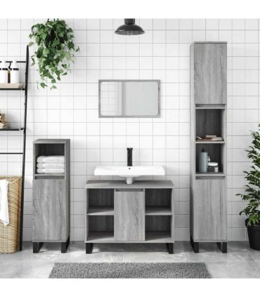 vidaXL Bathroom Cabinet Grey Sonoma 80x33x60 cm Engineered Wood — V0672040783