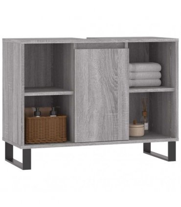 vidaXL Bathroom Cabinet Grey Sonoma 80x33x60 cm Engineered Wood — V0672040783