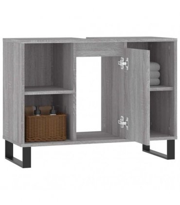 vidaXL Bathroom Cabinet Grey Sonoma 80x33x60 cm Engineered Wood — V0672040783
