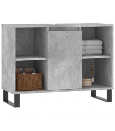 vidaXL Bathroom Cabinet Concrete Grey 80x33x60 cm Engineered Wood — V0672040785