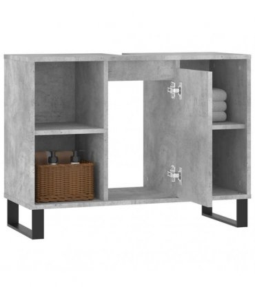 vidaXL Bathroom Cabinet Concrete Grey 80x33x60 cm Engineered Wood — V0672040785