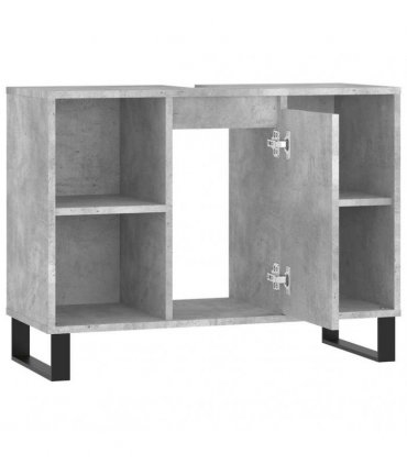 vidaXL Bathroom Cabinet Concrete Grey 80x33x60 cm Engineered Wood — V0672040785