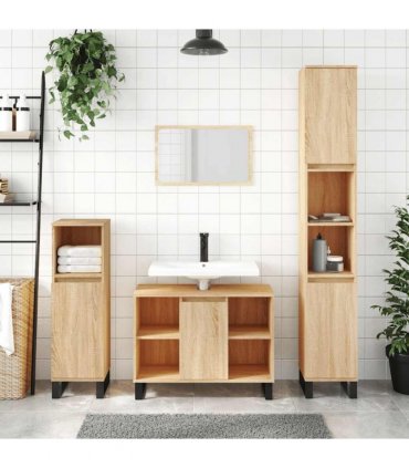 vidaXL Bathroom Cabinet Sonoma Oak 80x33x60 cm Engineered Wood — V0672040786
