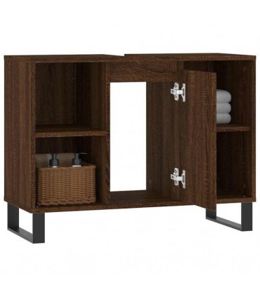 vidaXL Bathroom Cabinet Brown Oak 80x33x60 cm Engineered Wood — V0672040787
