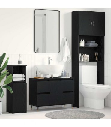 vidaXL Bathroom Sink Cabinet Black Oak 80 x 33 x 60 cm Engineered Wood — V0672040795