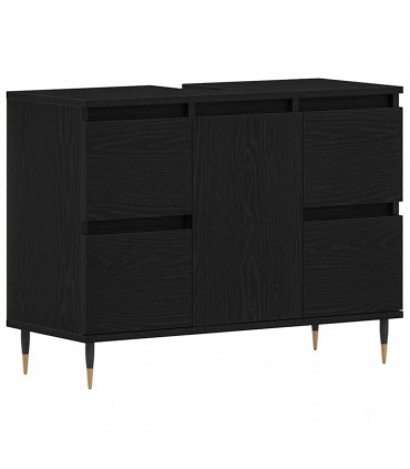 vidaXL Bathroom Sink Cabinet Black Oak 80 x 33 x 60 cm Engineered Wood — V0672040795