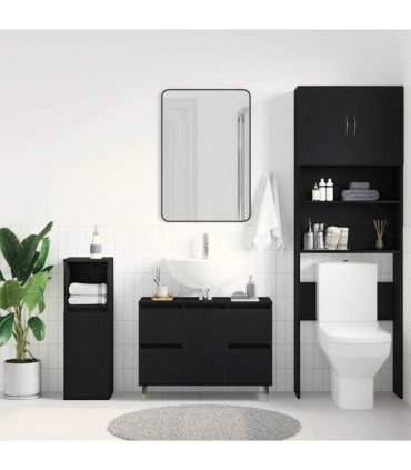vidaXL Bathroom Sink Cabinet Black Oak 80 x 33 x 60 cm Engineered Wood — V0672040795