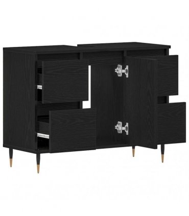 vidaXL Bathroom Sink Cabinet Black Oak 80 x 33 x 60 cm Engineered Wood — V0672040795