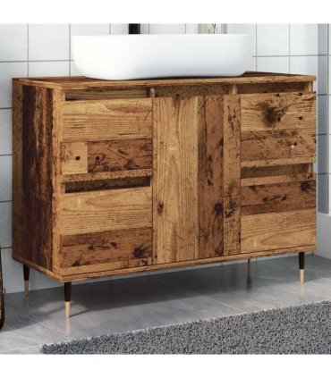 vidaXL Bathroom Cabinet Old Wood 80x33x60 cm Engineered Wood — V0672040798