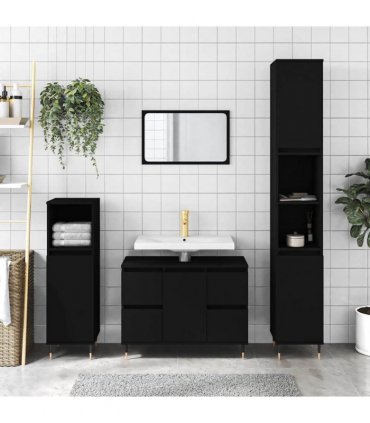 vidaXL Bathroom Cabinet Black 80x33x60 cm Engineered Wood — V0672040799