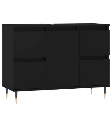vidaXL Bathroom Cabinet Black 80x33x60 cm Engineered Wood — V0672040799
