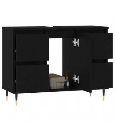 vidaXL Bathroom Cabinet Black 80x33x60 cm Engineered Wood — V0672040799