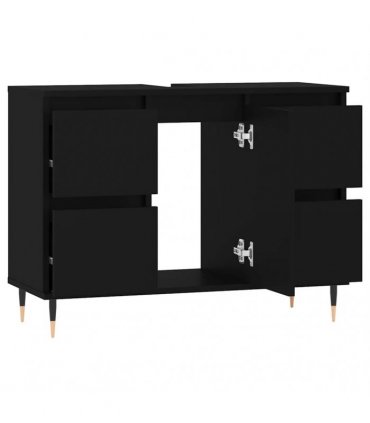 vidaXL Bathroom Cabinet Black 80x33x60 cm Engineered Wood — V0672040799