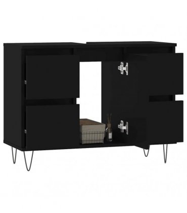 vidaXL Bathroom Cabinet Black 80x33x60 cm Engineered Wood — V0672040800