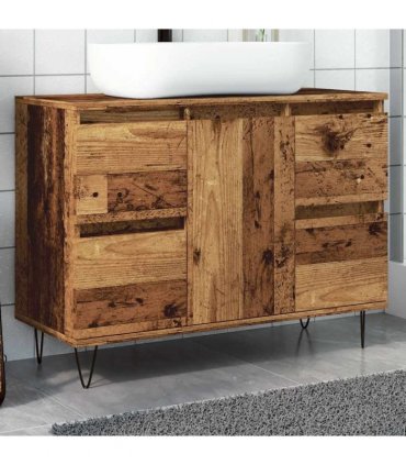 vidaXL Bathroom Cabinet Old Wood 80x33x60 cm Engineered Wood — V0672040801