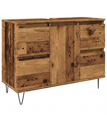 vidaXL Bathroom Cabinet Old Wood 80x33x60 cm Engineered Wood — V0672040801