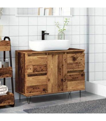 vidaXL Bathroom Cabinet Old Wood 80x33x60 cm Engineered Wood — V0672040801
