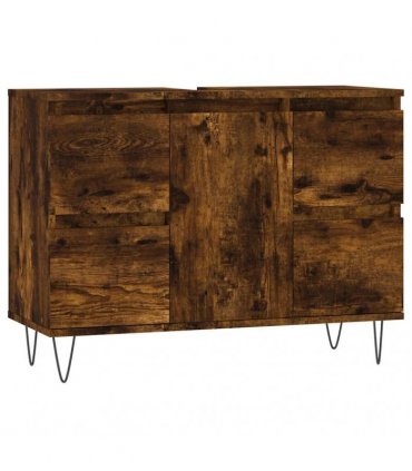 vidaXL Bathroom Cabinet Smoked Oak 80x33x60 cm Engineered Wood