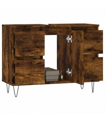 vidaXL Bathroom Cabinet Smoked Oak 80x33x60 cm Engineered Wood