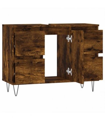 vidaXL Bathroom Cabinet Smoked Oak 80x33x60 cm Engineered Wood