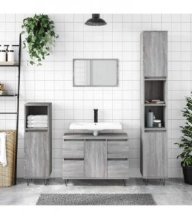 vidaXL Bathroom Cabinet Grey Sonoma 80x33x60 cm Engineered Wood — V0672040806