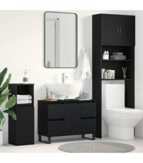 vidaXL Bathroom Cabinet Black Oak 80 x 33 x 60 cm Engineered Wood