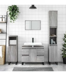 vidaXL Bathroom Cabinet Grey Sonoma 80x33x60 cm Engineered Wood — V0672040811