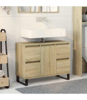 vidaXL Bathroom Cabinet Sonoma Oak 80x33x60 cm Engineered Wood — V0672040814