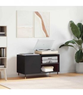 vidaXL Record Cabinet | Black | Engineered wood, iron | Medium | Record Cabinet