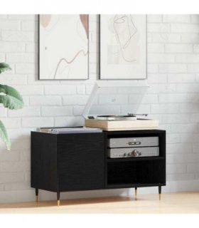 vidaXL Record Cabinet Black Oak 85 x 38 x 48 cm Engineered Wood
