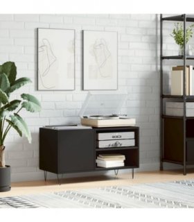 vidaXL Record Cabinet | Black | Engineered wood, iron | Medium | Record Cabinet — V0672040846