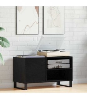vidaXL Record Cabinet Black Oak 85 x 38 x 48 cm Engineered Wood — V0672040855