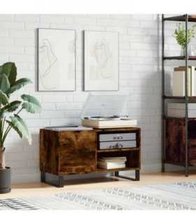 vidaXL Record Cabinet Smoked Oak 85x38x48 cm Engineered Wood — V0672040863