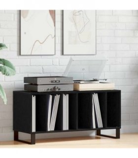 vidaXL Record Cabinet Black Oak 100 x 38 x 48 cm Engineered Wood — V0672040904
