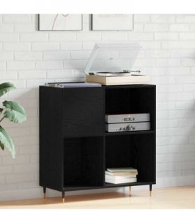 vidaXL Record Cabinet Black Oak 85 x 38 x 89 cm Engineered Wood