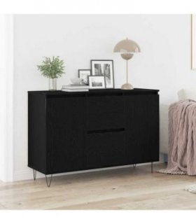 vidaXL Sideboard Black Oak 101.5 x 35 x 70 cm Engineered Wood — V0672041140