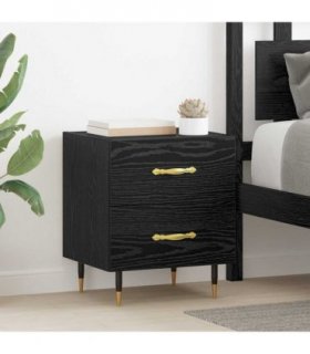 vidaXL Bedside Cabinet with Drawer 2 pcs Black Oak 40 x 35 x 47.5 cm — V0672041175